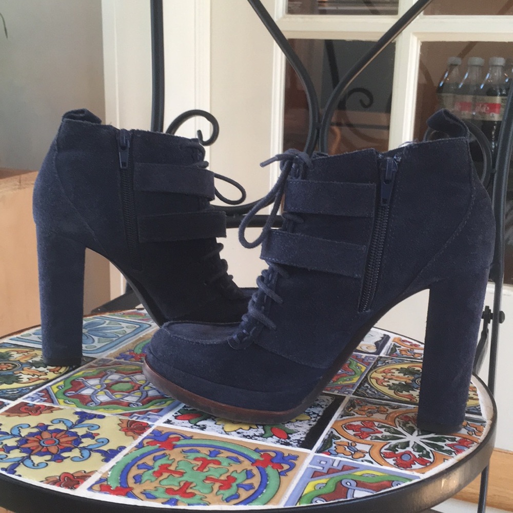 Dolce Vita Navy Suede Platform Booties - Picture 6 of 8